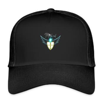 archangel michael prayer - Trucker Cap - black/black - Front