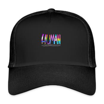 Cool LGBT Gay Pride Human - Trucker Cap - black/black - Front