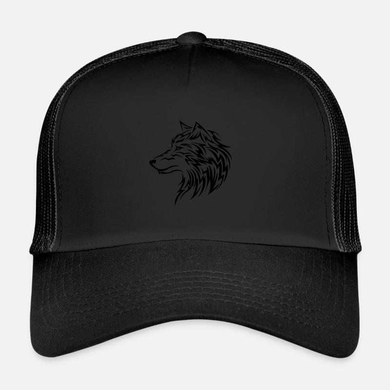 wolf tribal - Trucker Cap - Schwarz/Schwarz