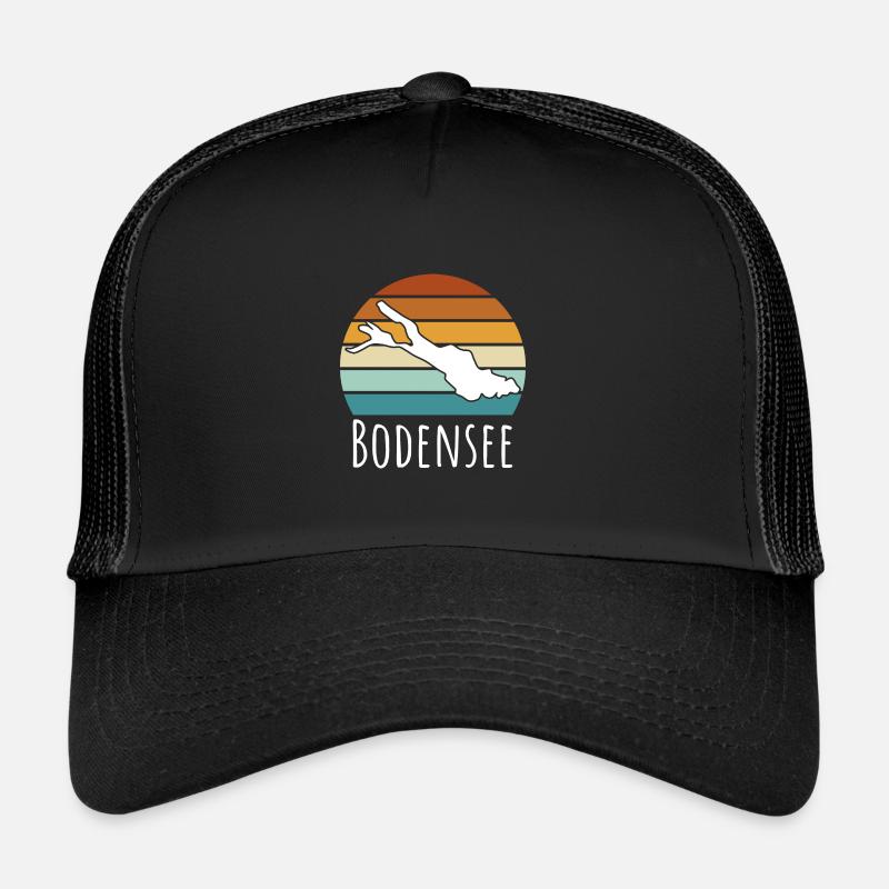 Retro Bodensee Konstanz - Trucker Cap - Schwarz/Schwarz
