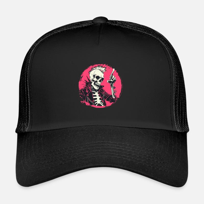Rebel Bones: A Punk Rock Skeleton Trucker Cap