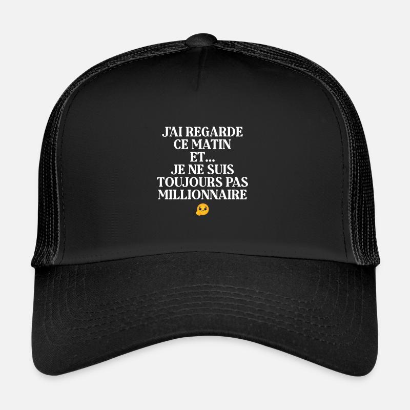 Pauvre pas millionnaire - Casquette trucker  - noir/noir