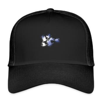 birds,graffiti,wings,watercolor,geese,wild geese - Trucker Cap - black/black - Front