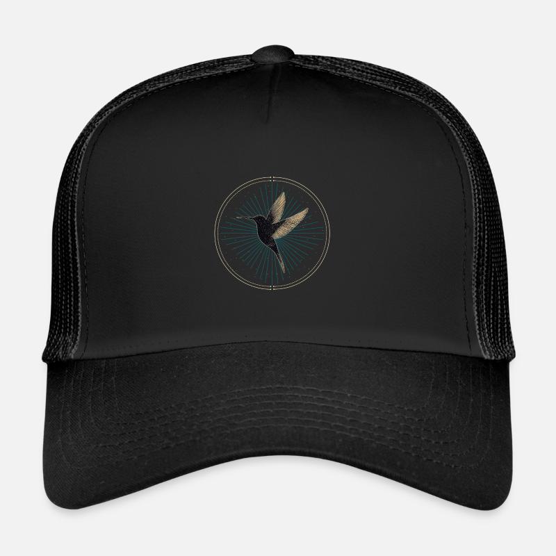 Kolibri mit Sternen - Trucker Cap - Schwarz/Schwarz
