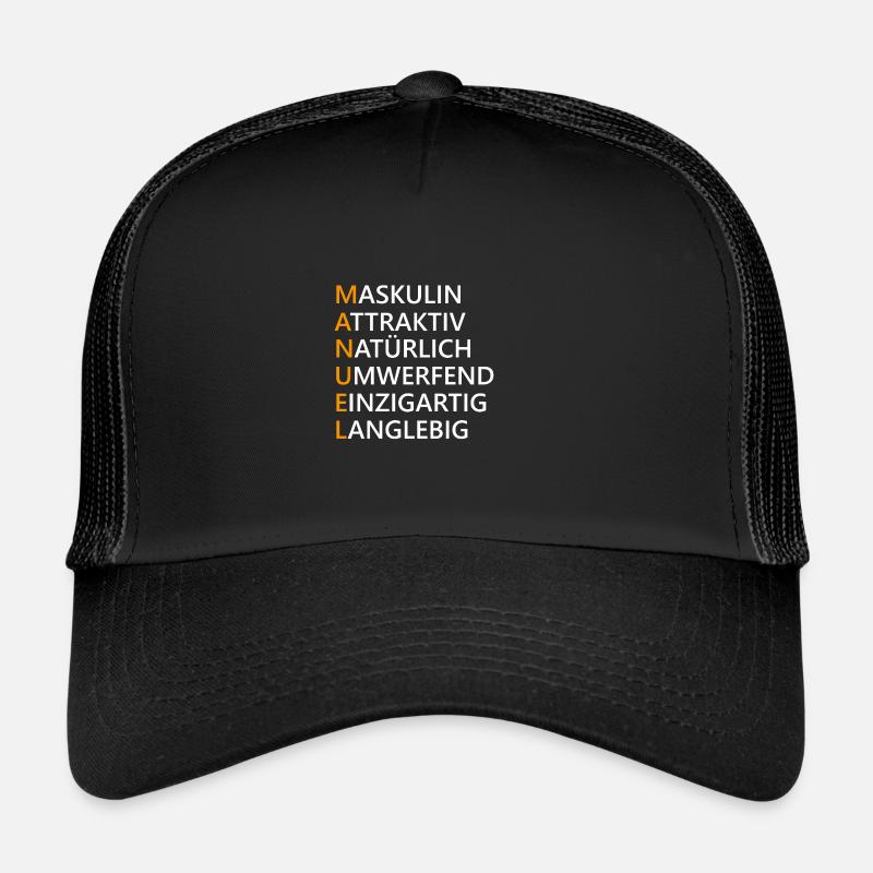Manuel Name Geschenk - Trucker Cap - Schwarz/Schwarz