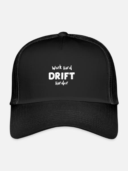 Work Hard Drift Harder - Racing - Trucker Cap - black/black - Front