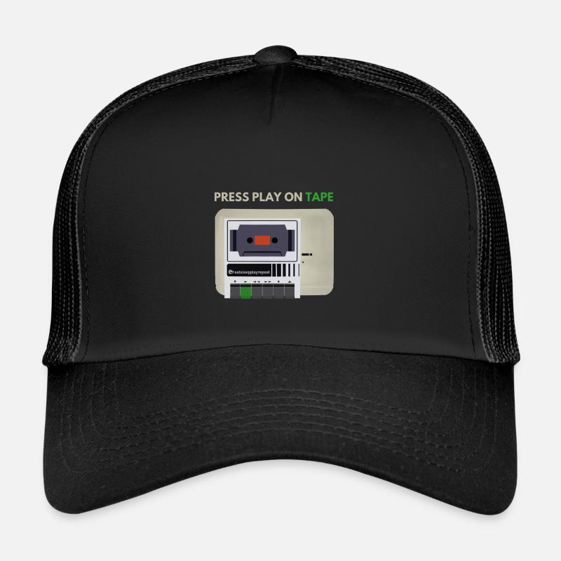 press play on tape - Trucker Cap - Schwarz/Schwarz