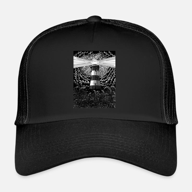 Smeatons Turm im Sturm - Trucker Cap - Schwarz/Schwarz