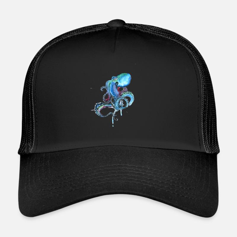 kraake octopus tentacal illu fish octopus ora - Trucker Cap - black/black
