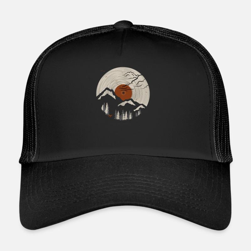 Mountain on record 2 - Trucker Cap - black/black