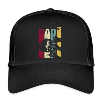 Papa Vater von 3 Kinder Kindern Drillinge Söhne - Trucker Cap - Schwarz/Schwarz - Vorne