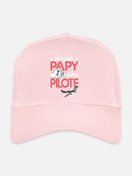 Cadeau papy meilleur papi pilote avion - Casquette trucker  - rose pâle - Devant