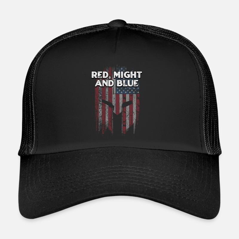 Puissance rouge et drapeau bleu américain Drapeau militaire américain Casquette trucker 