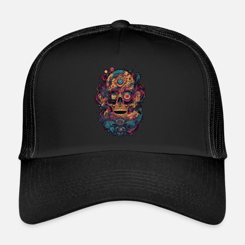 Surrealistic, psychedelic skull Trucker Cap