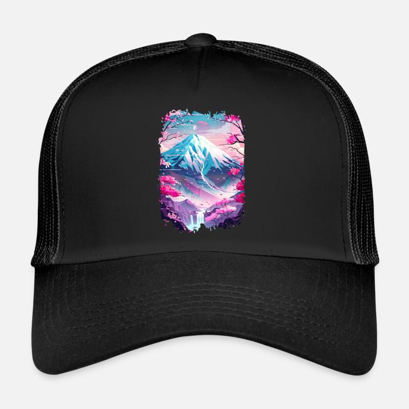 Retro Japanese Aaesthetic Landscape Trucker Cap
