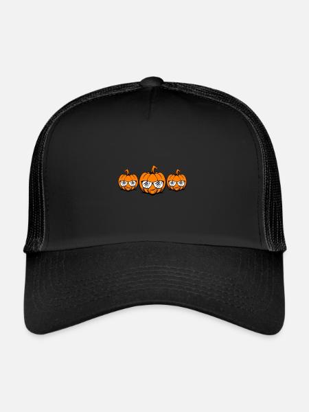Halloween Pumpkin Face - Trucker Cap - black/black - Front