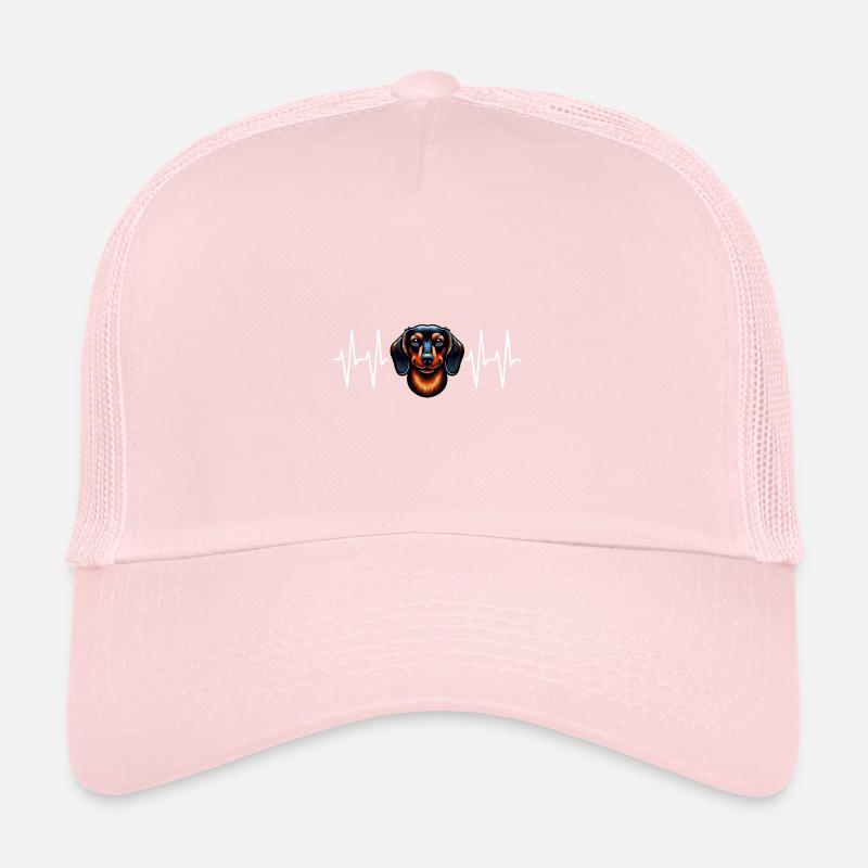 Portrait de teckel avec ligne de cœur pour les amis teckels Casquette trucker 