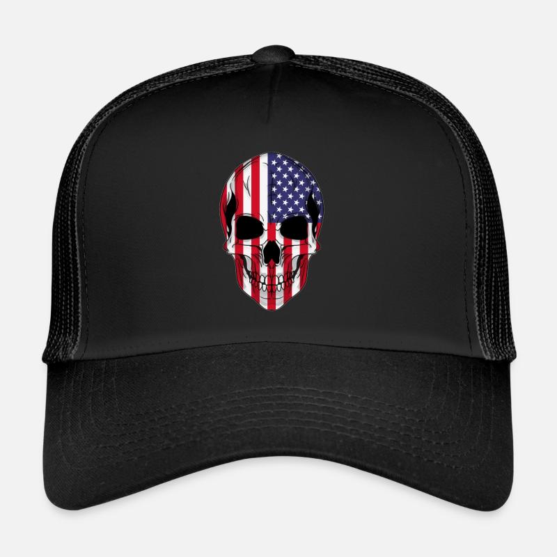 Totenkopf USA - Trucker Cap - Schwarz/Schwarz