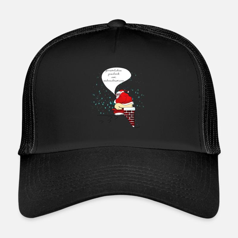 lustiges Geschenk Weihnachtsmann Bild Schornstein - Trucker Cap - Schwarz/Schwarz