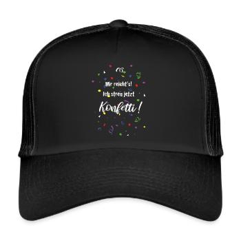 Konfetti Fasching Karneval Helau Party Feier - Trucker Cap - Schwarz/Schwarz - Vorne