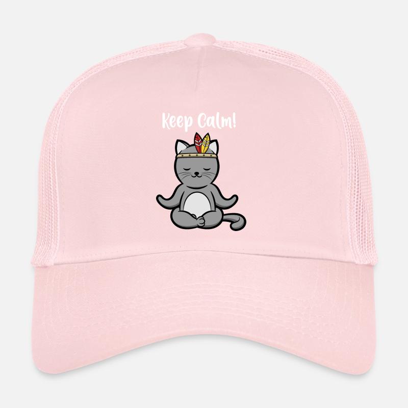 Keep calm cat yoga meditate pilates gift Trucker Cap