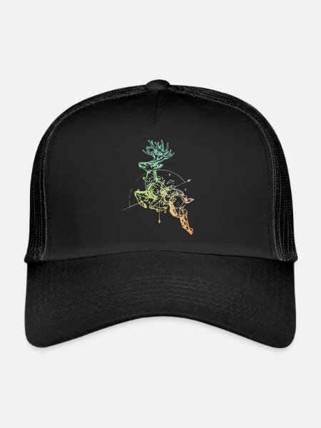 Deer with compass - Trucker Cap - black/black - Front