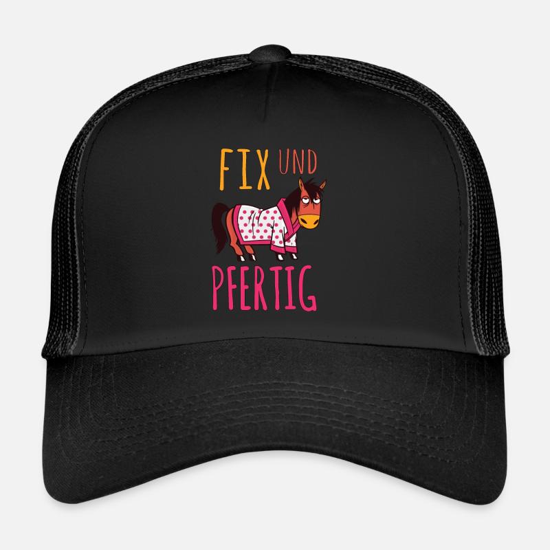 Fix und Pfertig Erschöpftes Pferd mit Morgenmantel Trucker Cap