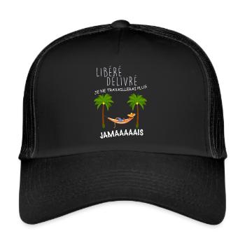 Homme retraite libéré. Départ en retraite - Casquette trucker  - noir/noir - Devant