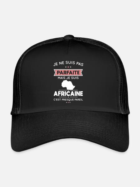 Je ne suis pas parfaite mais je suis Africaine - Casquette trucker  - noir/noir - Devant