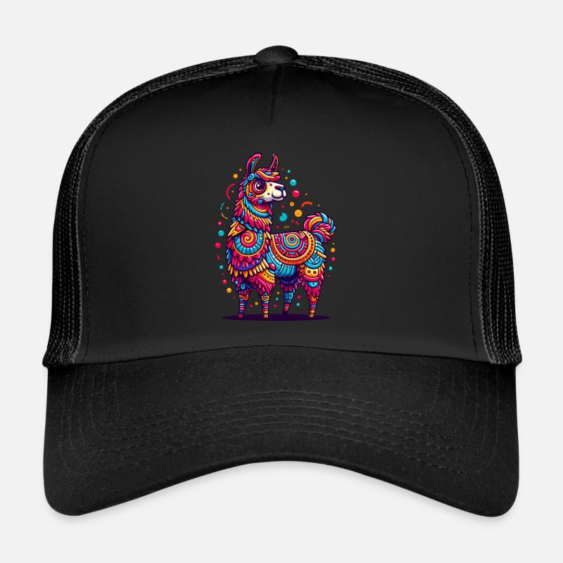ALPACA PINATA CONFETTI VARIEGATED RAINBOW BUBBLES Trucker Cap