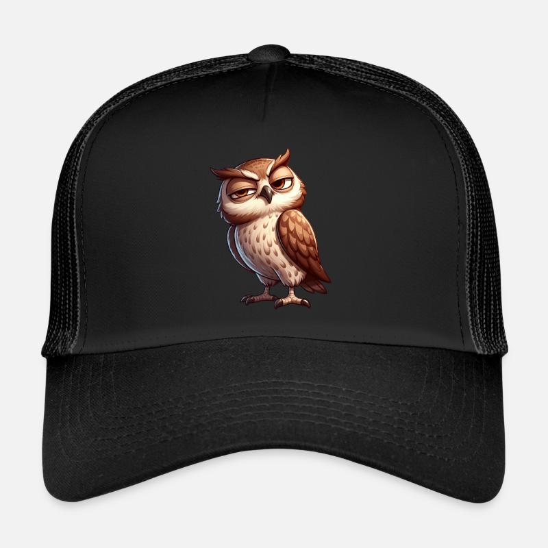 Skeptische freche lustige Cartoon Eule Trucker Cap