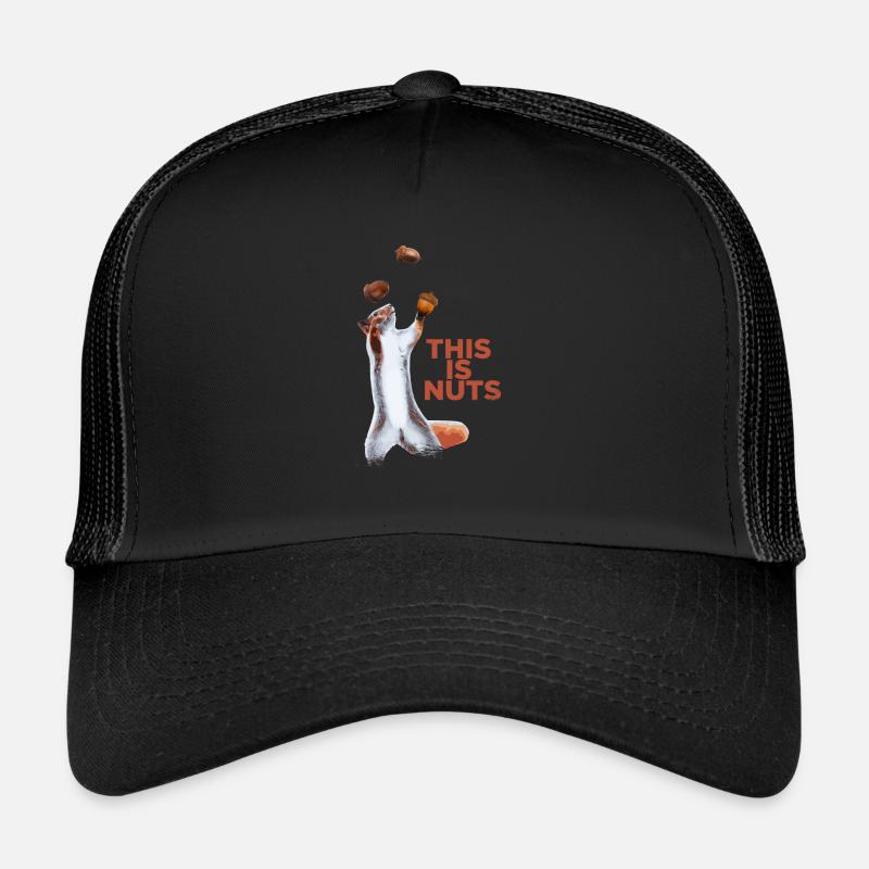 Funny squirrel juggles hazelnut talent Trucker Cap
