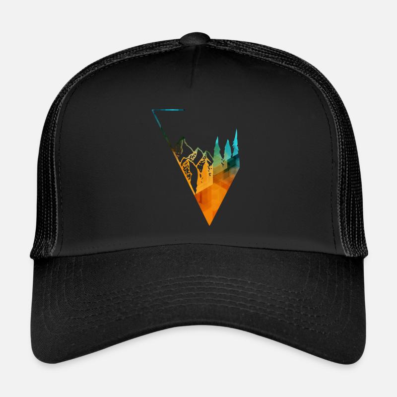 colored panorama forest and mountains Trucker Cap