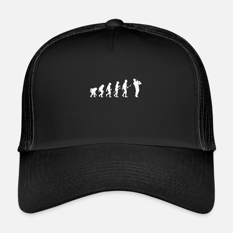 Evolution Saxophone Gift Music Jazz Musician - Trucker Cap - black/black