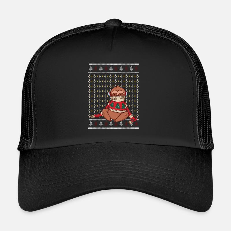 Paresseux mignon sur un pull de Noël laid Casquette trucker 