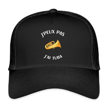 Tuba humour tubiste fanfare homme femme - Casquette trucker  - noir/noir - Devant