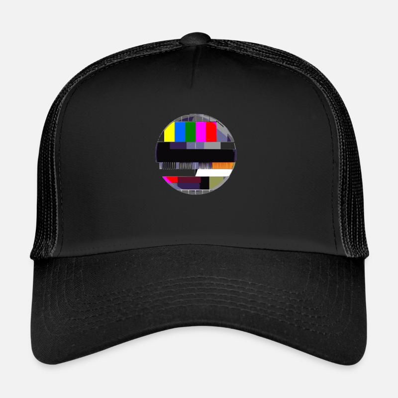 Testbild TV 90er 80er Fernsehen Retro Geschenkidee - Trucker Cap - Schwarz/Schwarz