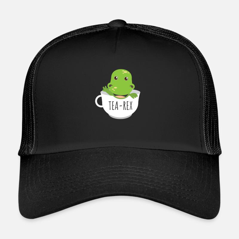 Dinosaurier Tea Rex in der Teetasse - Geschenkidee - Trucker Cap - Schwarz/Schwarz