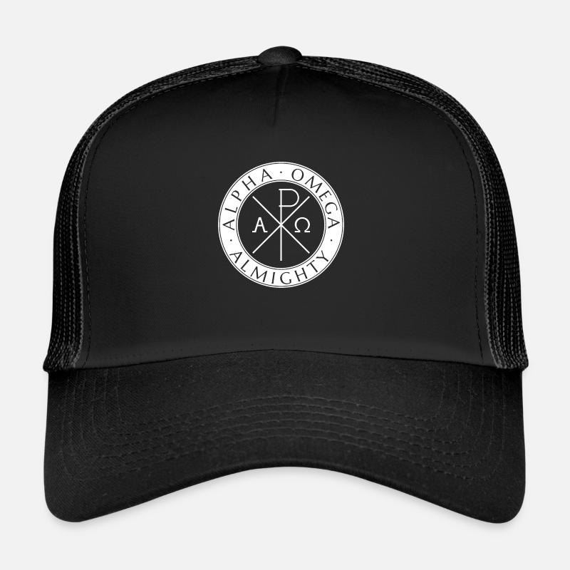 Alpha Omega Almighty White - Trucker Cap - Schwarz/Schwarz