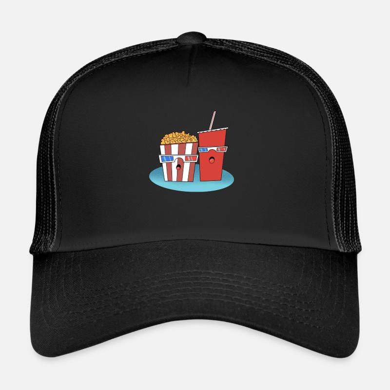 Funny popcorn and drink shirt Gift - Trucker Cap - black/black