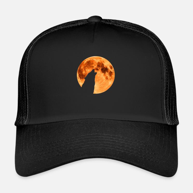 Blutmond Wolf - Trucker Cap - Schwarz/Schwarz