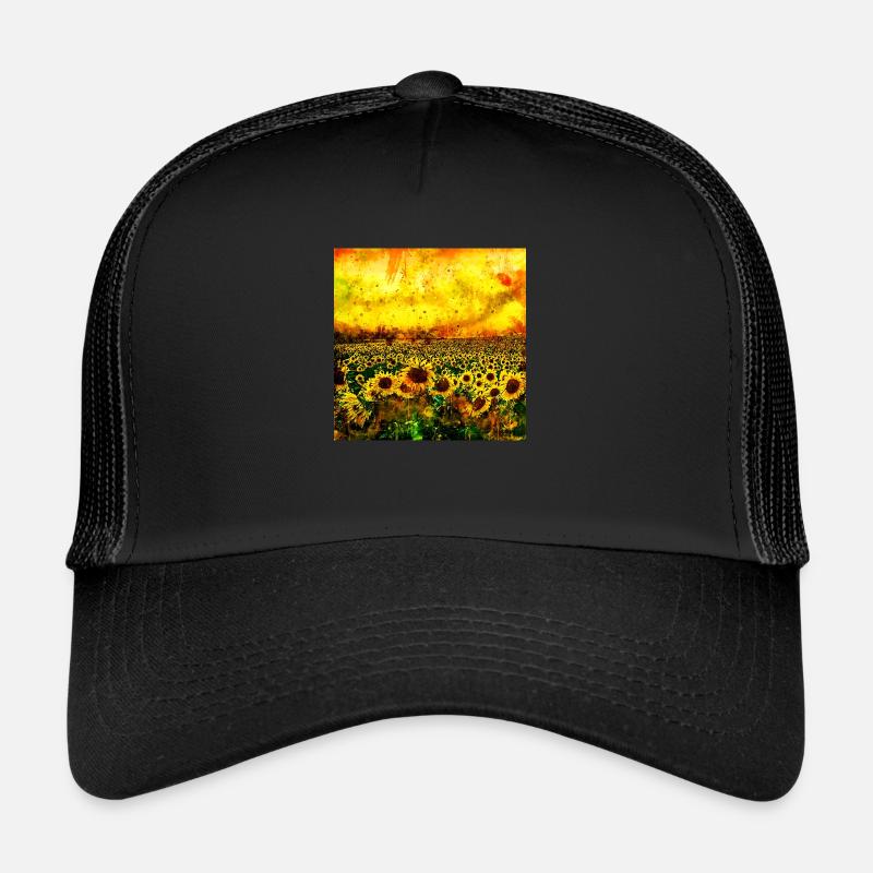 abstrakte Sonnenblumen wsstd - Trucker Cap - Schwarz/Schwarz