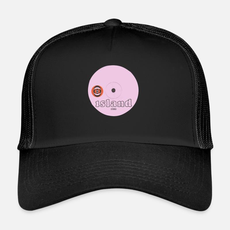 Iceland pink label1 - Trucker Cap - black/black