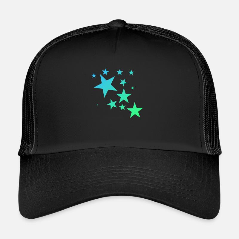 Bunte Sterne Sternenteppich Stern-Muster - Trucker Cap - Schwarz/Schwarz