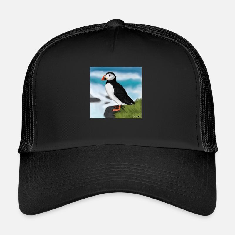 Illustration de conception d'oiseau macareux moine peint Casquette trucker 