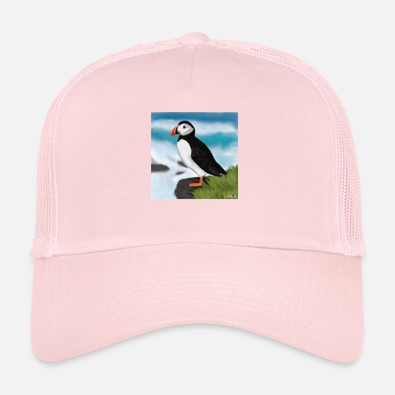 Painted Atlantic Puffin Bird Design Illustration Trucker Cap