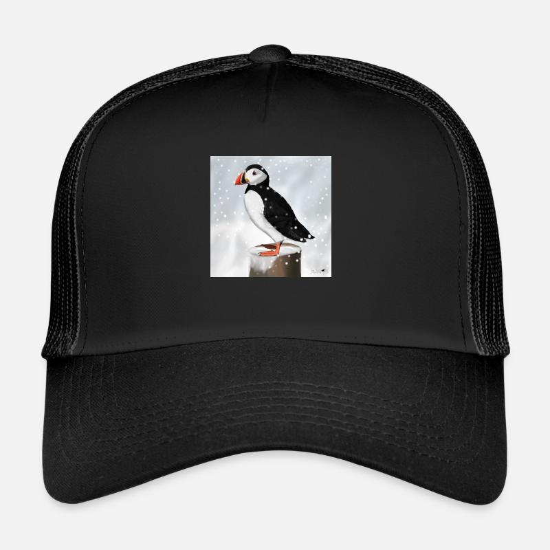 Macareux peint dans la conception d'oiseaux de neige Casquette trucker 