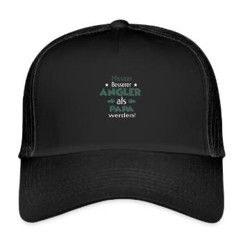 Mission Besserer Angler als Papa werden - Trucker Cap - Schwarz/Schwarz - Vorne