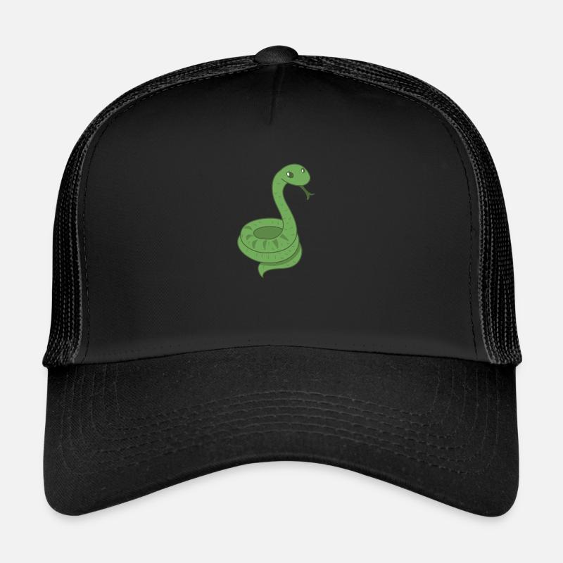 Serpent vert (snek) avec la langue sortie Casquette trucker 