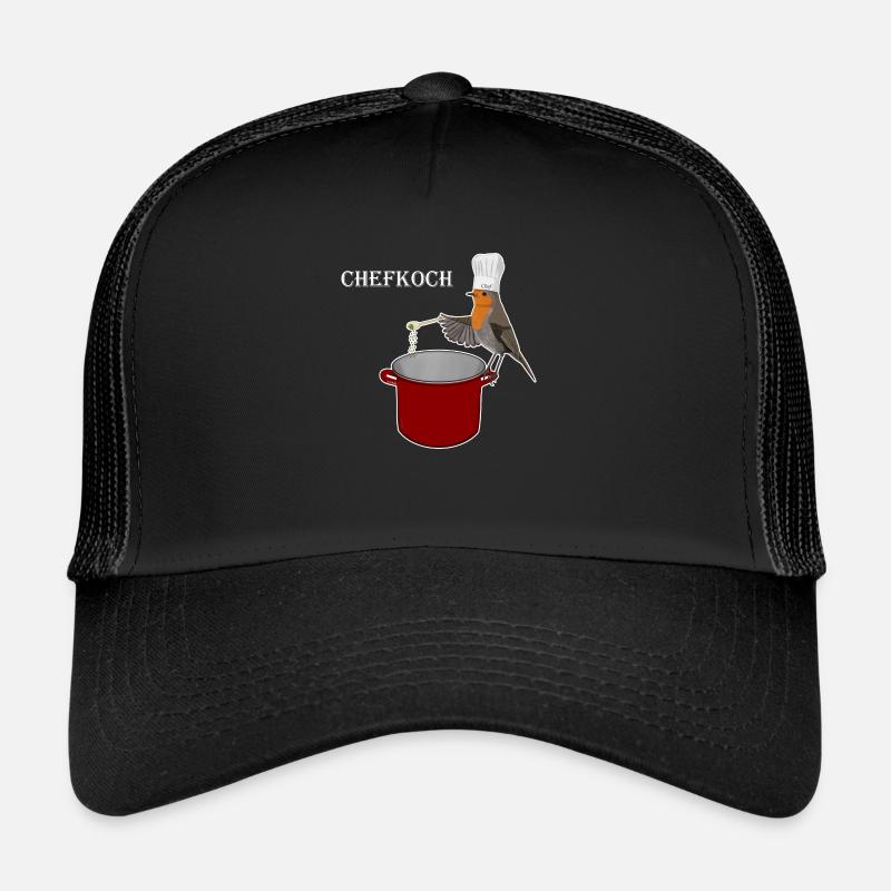 Gemaltes Rotkehlchen ist ein absoluter Spitzenkoch - Trucker Cap - Schwarz/Schwarz